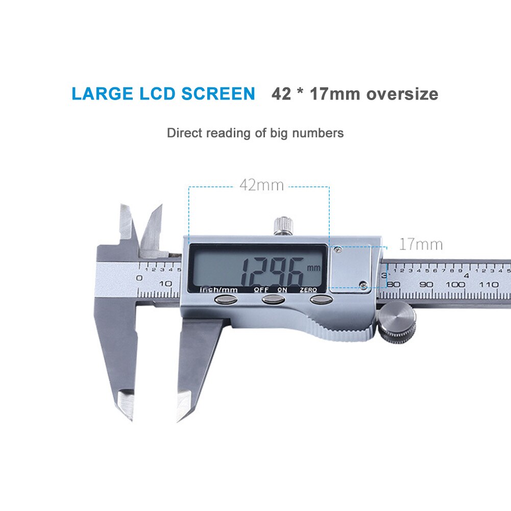 0-150mm/0-6 Inches LCD Electronic Digital Stainless Steel Vernier Caliper Micrometer Measuring Tool