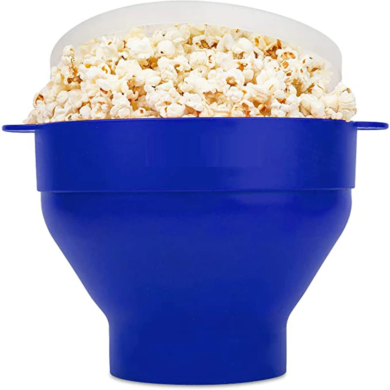 Recipiente plegable de silicona para palomitas de maíz, utensilio de cocina de para hacer palomitas de maíz en microondas, cubo para hacer cuencos con tapa