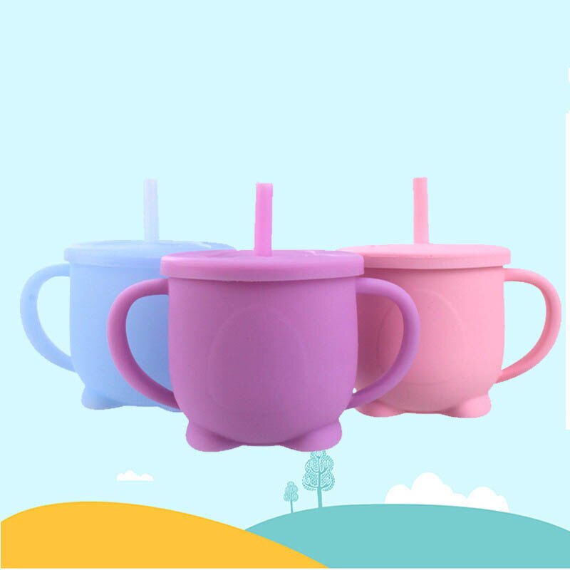 Siliconen Kinderen Stro Cups Baby Leren Om Kopjes Kinderen Lekvrije En -Proof Cups