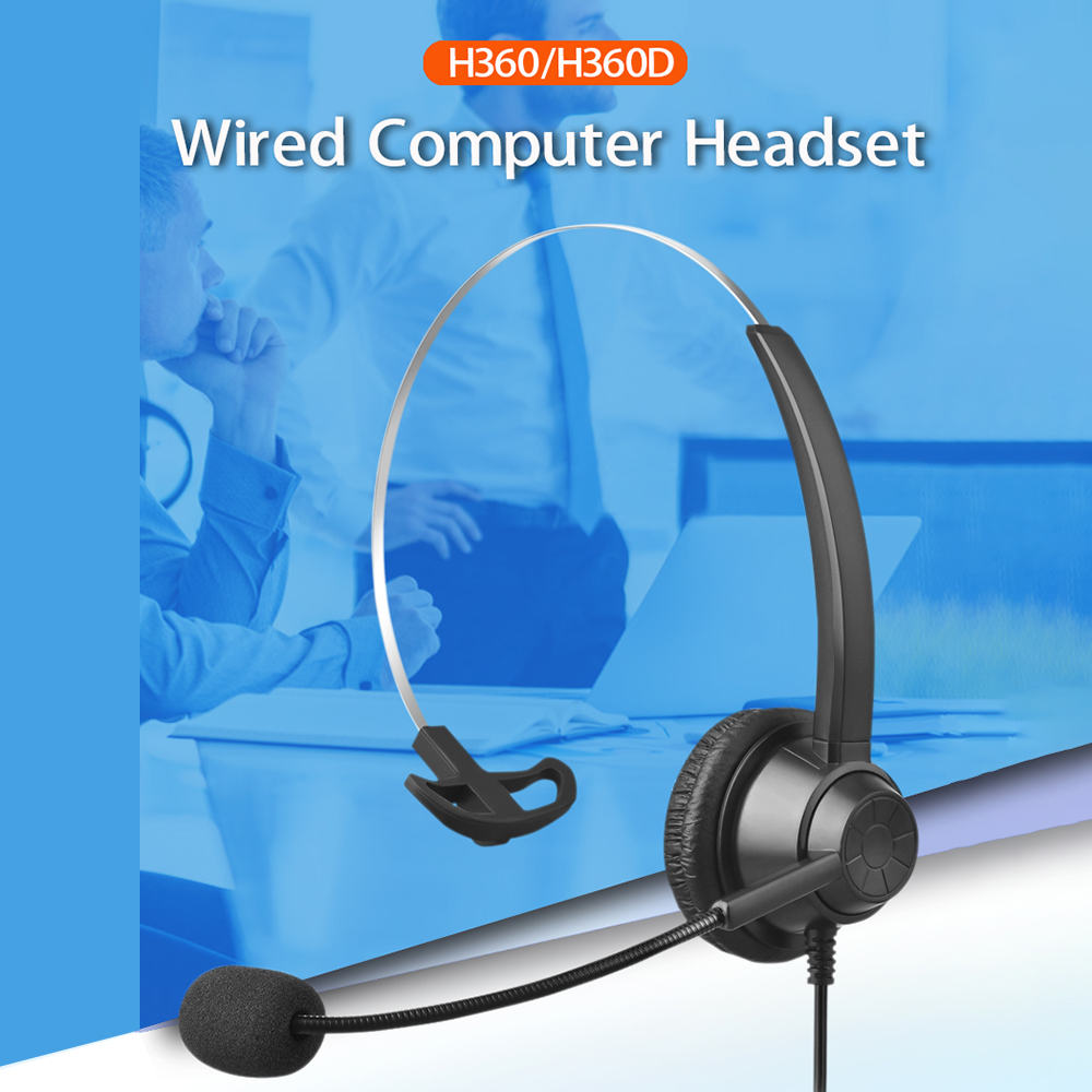 3.5mm Wired Computer Headset with Microphone Universal Office Call Center Single-Sided Headphone Suitable for Telephone Operator