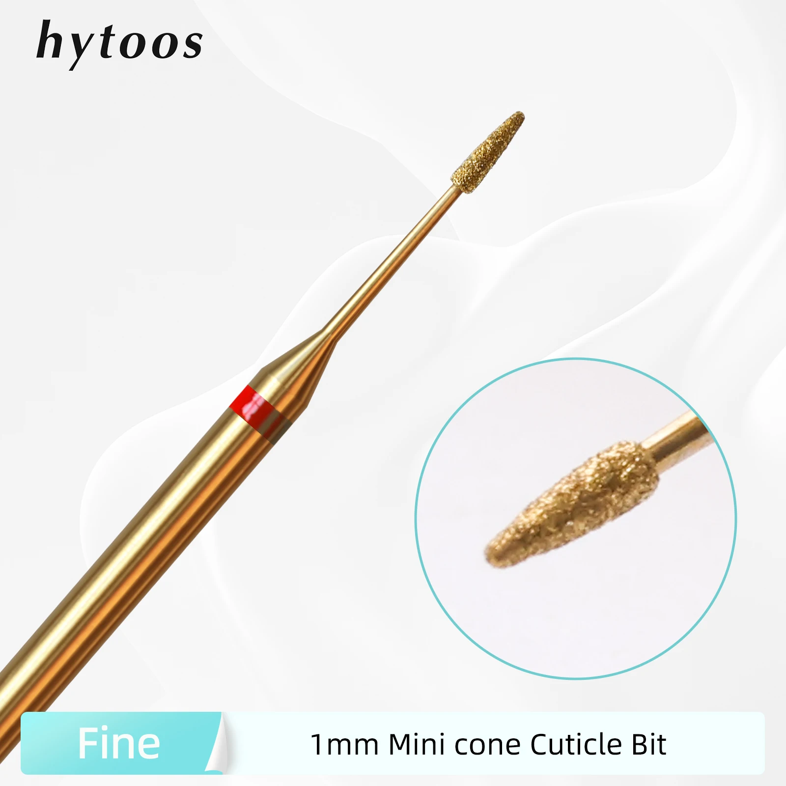 Hytoos 1mm mini cone cutícula limpa prego broca, titânio russo diamante prego bits acessórios de limpeza de unhas para pele morta