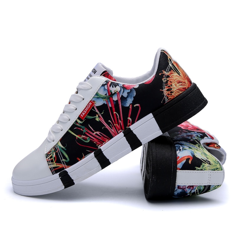 Graffiti solide sko snøre udendørs gåture letvægts mænd sko sports udendørs sneakers lav top skateboard sko
