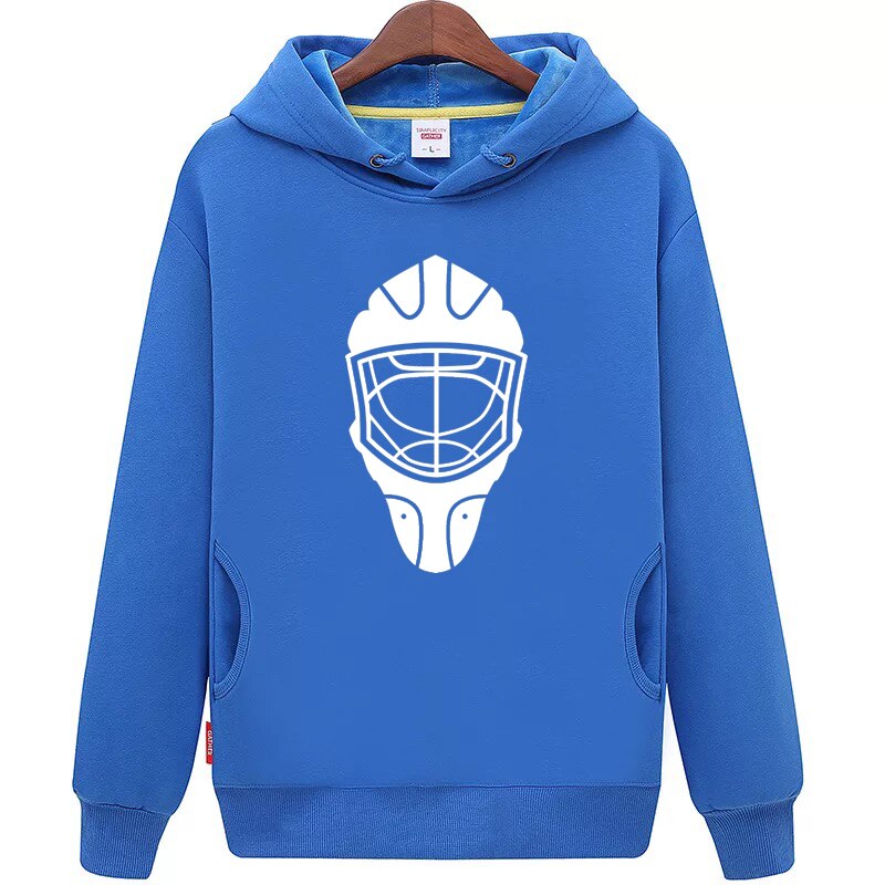 Jets billige marineblå hockey hættetrøje med hockey maske mønster