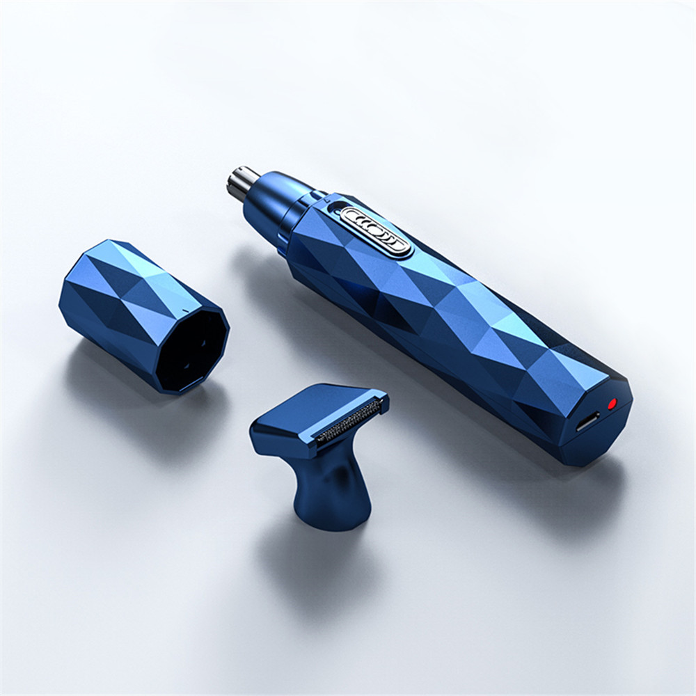 Nose Hair Haircut Ear Clippers Beard Shaving and Care Trimmer Ears Removal Hairs Men Eyebrow Cleaning Tool Male Epilator Clipper: Double Blade Blue