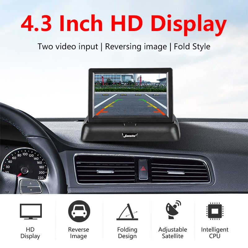 Jansite 4.3 inch HD car monitor Wireless parking assist system Reverse image Folding Sedan RV 12V REAR VIEW