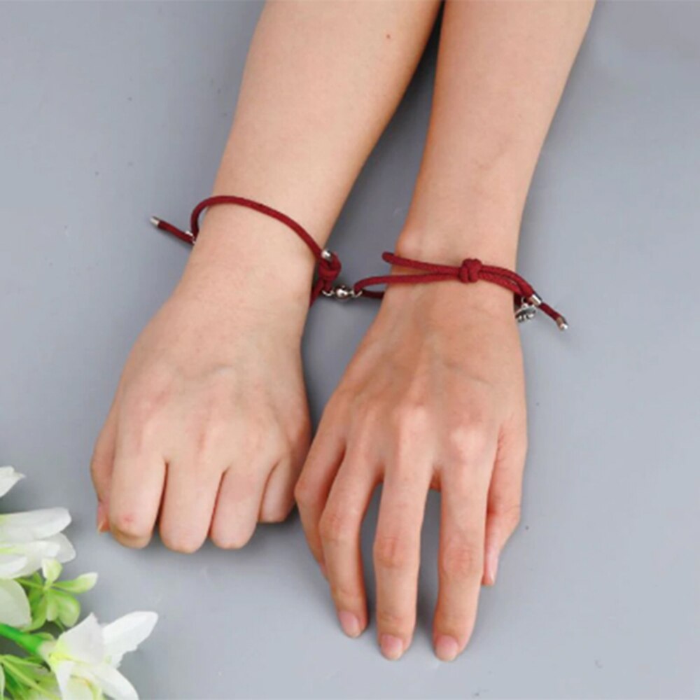 2 uds. De pulseras de cuerda trenzada magnética para parejas, pulsera a juego de distancia, accesorios de joyería para amantes eternos