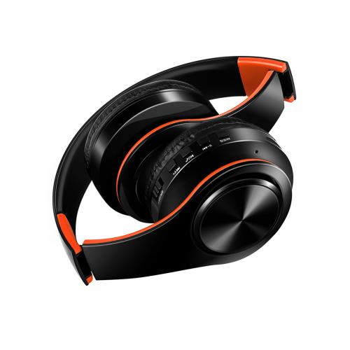 Bluetooth 4.0 Foldable Stereo Wireless Headphones Heavy Bass Headsets with Mic EDR Bluetooth Sports Earphone For Phone PC: Black Orange
