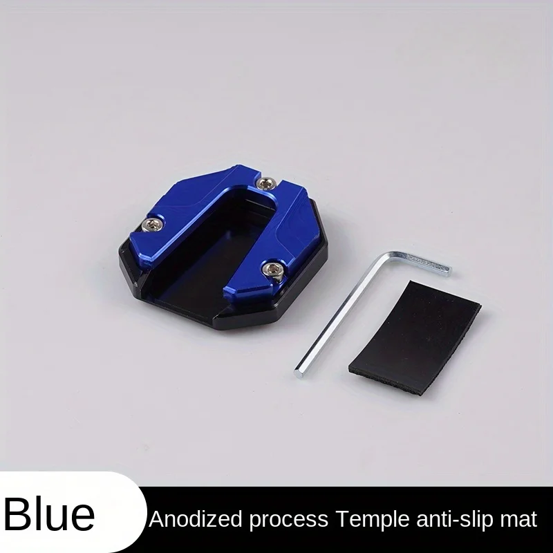 Extensor Universal de soporte para motocicleta y patinete, soporte lateral para pie, placa de soporte antideslizante, Base agrandada: Azul