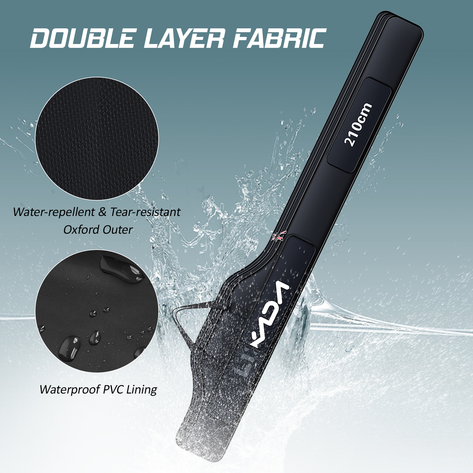 Lixada 190cm Fishing Bag Portable Folding Fishing Rod Reel Bag Fishing Pole Gear Tackle Tool Carry Case Carrier Storage