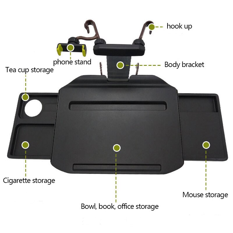 Retractable Car Table Laptop Desk for Work Eating Food Drink Tray Computer Table Mobile Phone Holder Auto Rest Accessories