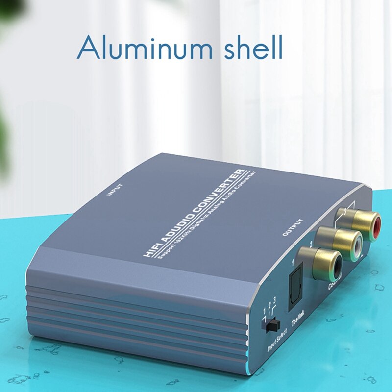 Audio Digital Analog Converte Optical Digital Decoder Amplifier R/L Channel 1080P 192KHz HD Audio for TV(EU Plug)