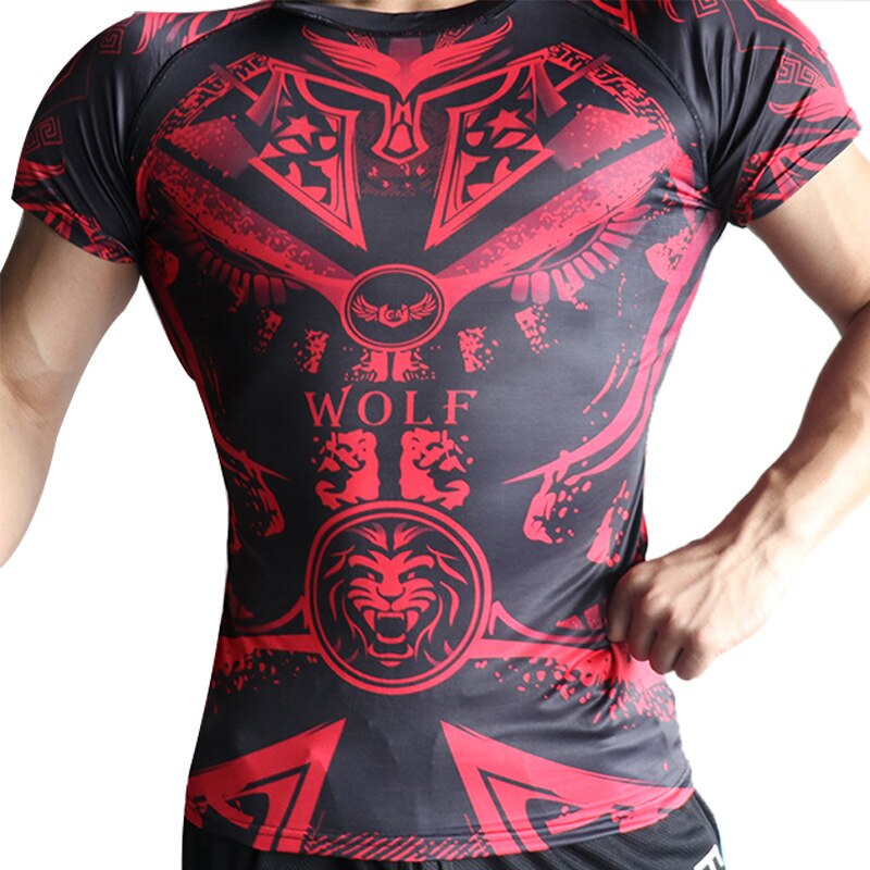 Sommer sport t-shirt mænds kortærmet, rund halsudskæring, tørretumbler, fitnessdragt: Rød / Xl