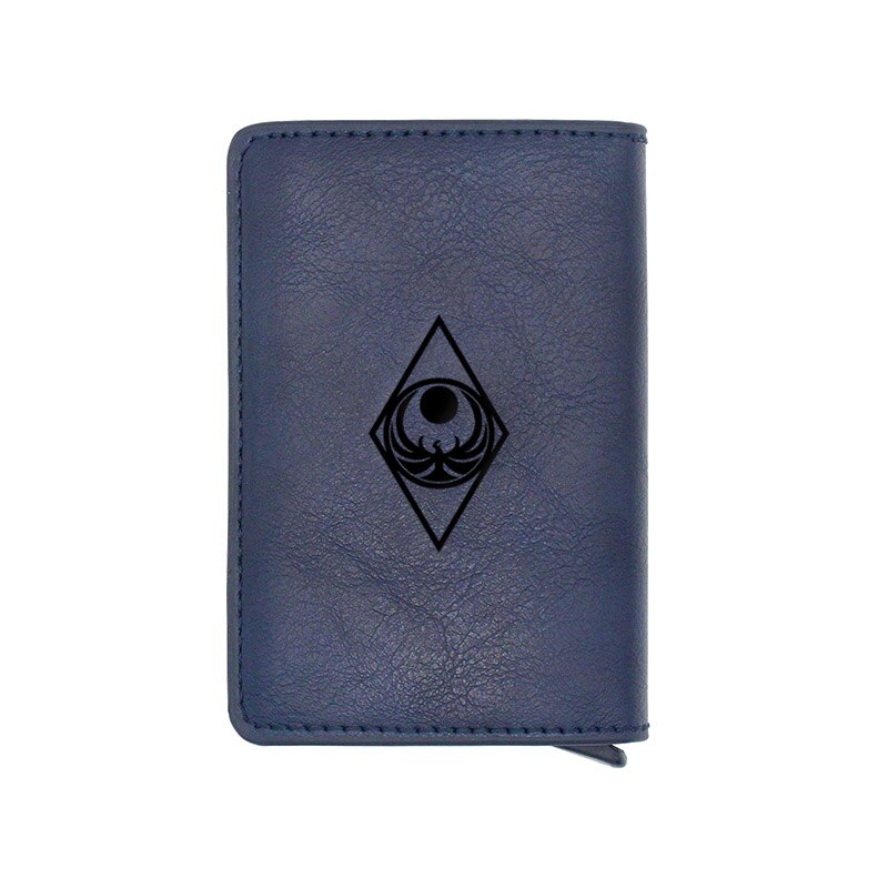 Classic Skyrim Symbol Credit Card Holder Wallet Men Women PU Leather Slim Small Short Purse: BA997-Blue