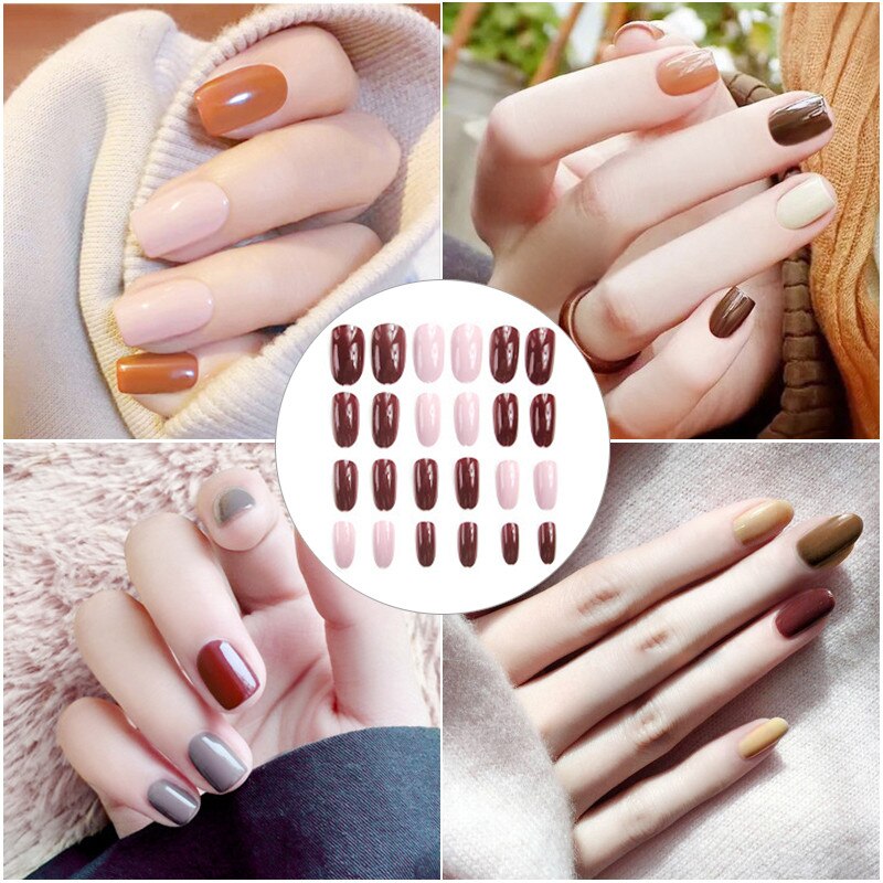 2019 nowy 24 sztuk/1 zestaw sztuczne nietrzeźwy eleganckie wino czerwony gradient sztuczne paznokcie akrylowe sztuczne paznokcie dla ozdoba robić paznokci przepych