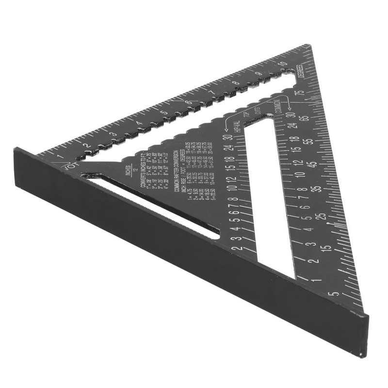 12in Aluminum Alloy Ruler Speed Black Quick Roofing Rafter Measure Tool