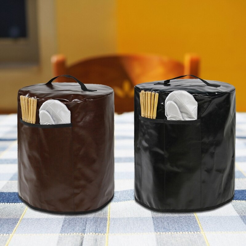 Leather Pressure Cooker Cover Kitchen Appliance Covers with Pocket &amp; Top Handle Fit for 8QT Air Fryer/ Rice Cooker