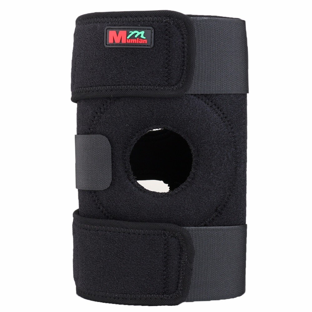 B01 Verstelbare Sport Been Knie Brace Wrap Protector Pads Mouw Cap Patella Guard 2 Lente Bars, one Size, Zwart 1 stks