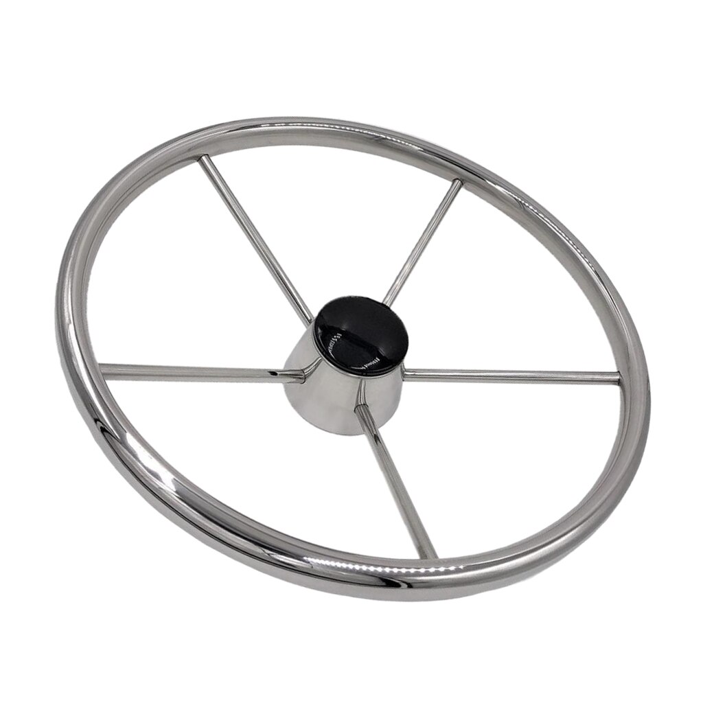 5-Spoke 13-1/2 Inch Stainless Steel Boat Steering Wheel for Marine Yacht Pontoon Boats Dinghy