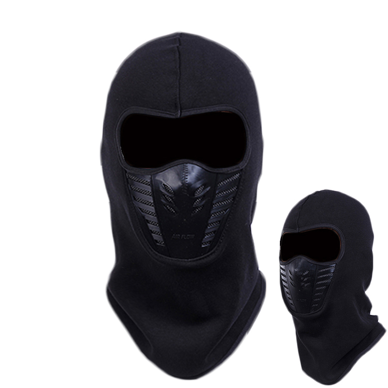 Masque facial coupe-vent pour moto, d&#39;hiver, pour Motocross, pour l&#39;extérieur, en molleton thermique, pour vélo: Black