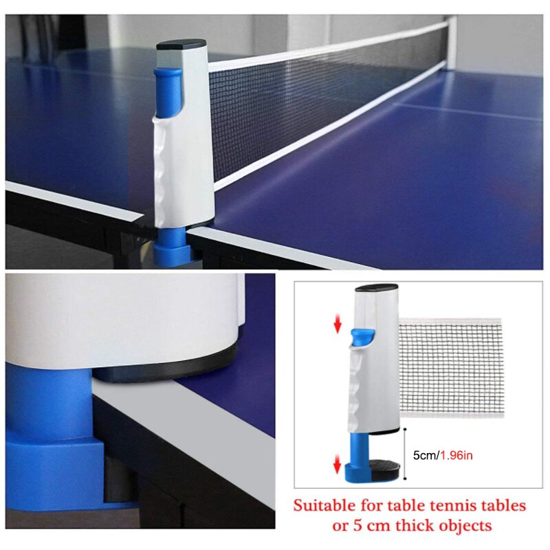 Portable Table Tennis Net Anywhere Retractable Pingpong Post Net Rack Adjustable Any Table Anywhere Home Sports Tool