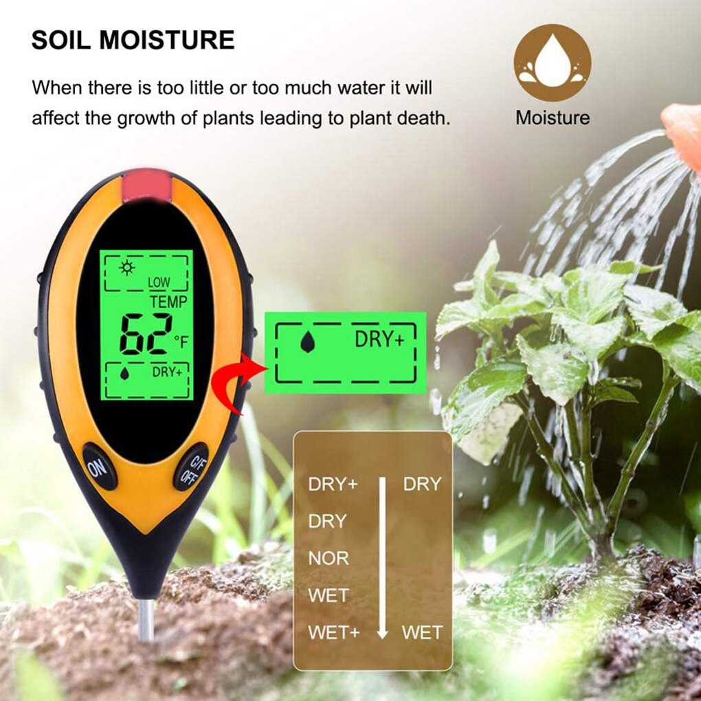 Garden Soil Temperature Humidity Tester Sunlight Digital Display Hygrometer Thermometer Gauge Auto-off Plant Soil Detector