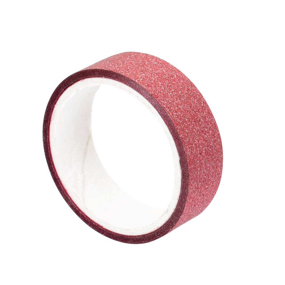 Ensemble de rubans adhésifs Washi à paillettes de 15mm * 5m, papeterie japonaise, rubans adhésifs décoratifs pour Scrapbooking, Kawai Adesiva: dark pink