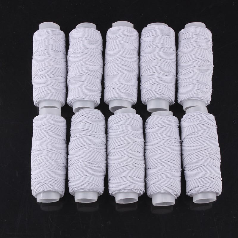 Pulaqi hvid elastisk tråd sæt industriel symaskine tråd blandet elastisk tråd til armbånd syning tilfældig 10 rulle / sæt diy