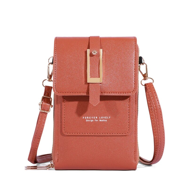 Touch Screen Mobile Phone Bag, Mini Flap Crossbody Bag, Faux Leather Purse, Vertical Wallet With Card Slots