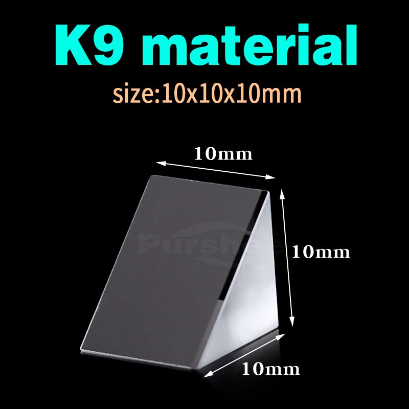 Optical glass triangular prism with reflecting film 10x10x10mm