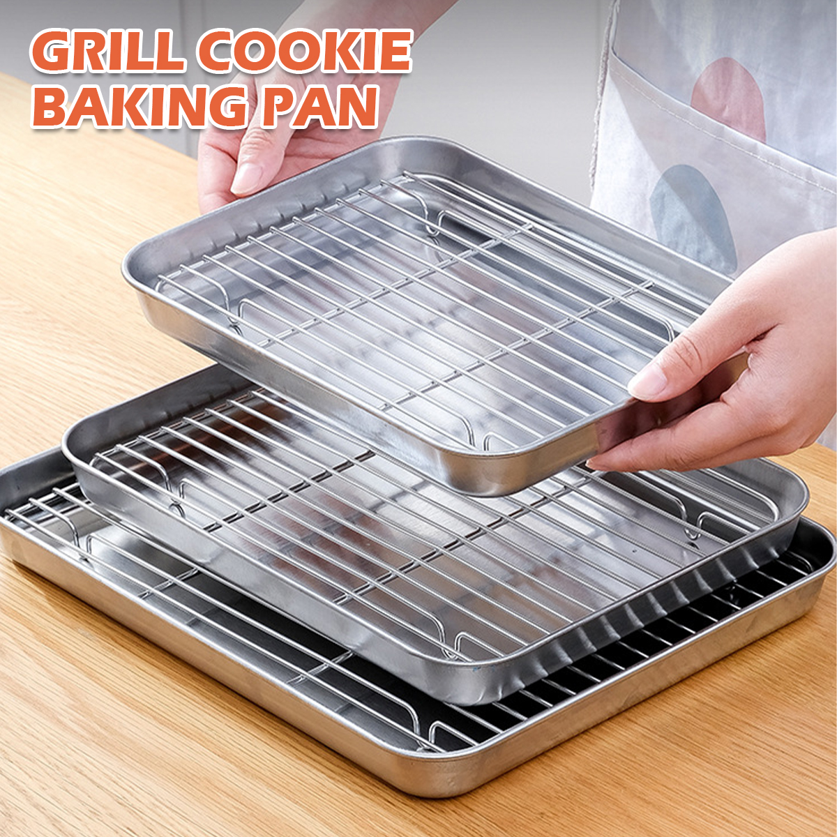 Plateau de cuisson en acier inoxydable avec support métallique, cuisson de gâteaux, barbecue, plaque de four, support à Brownie, outil de cuisson, rôtissage et grillades