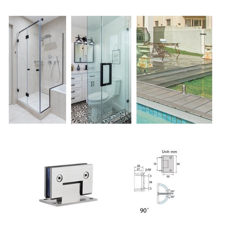 90 Degree Glass Door Hinge, Heavy Duty Bathroom Gate Clamp, Shower Room Doors Hinge Replacement Parts
