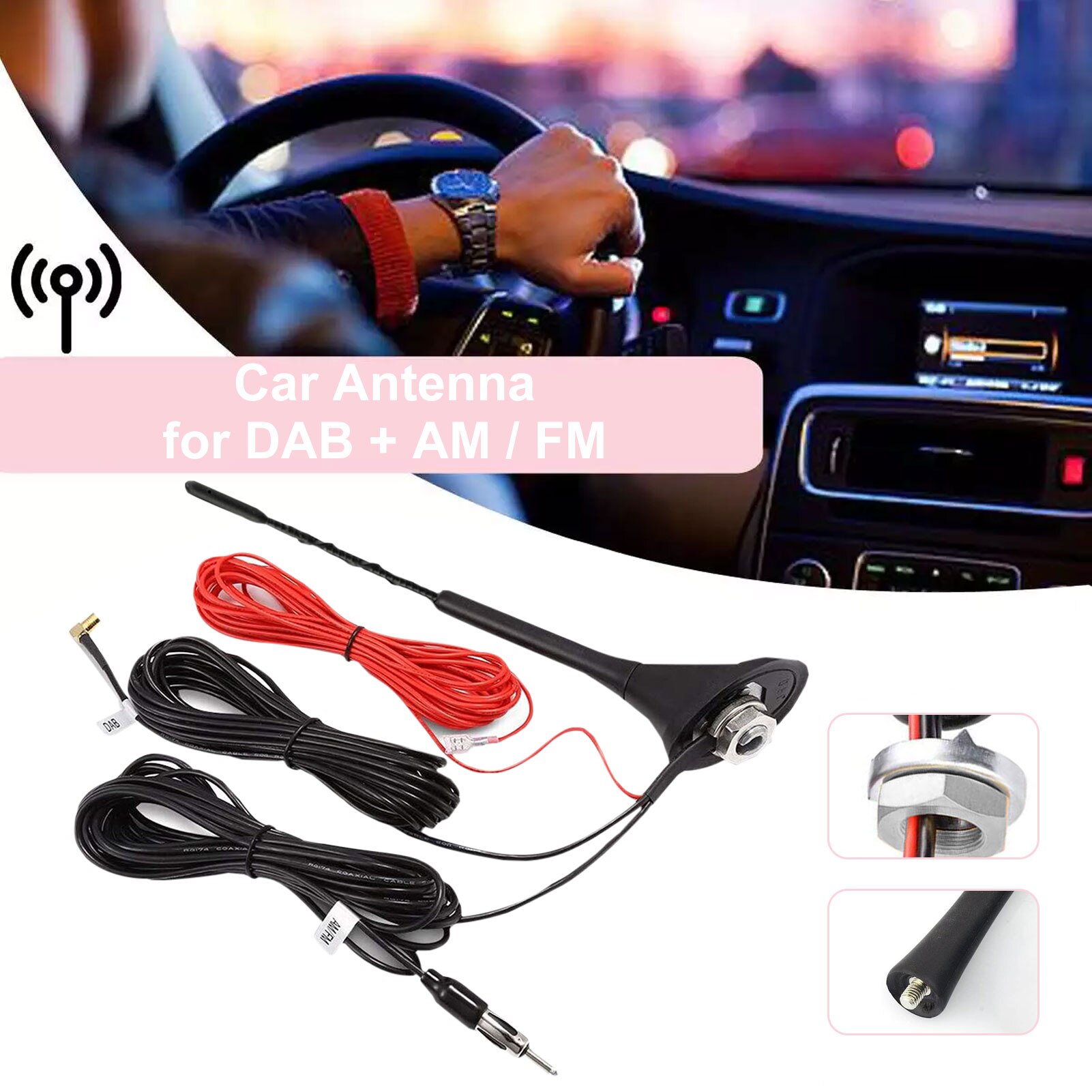 58X45X270Mm Top Dak Mount Digitale Dab Antenne Met Versterker Voor Dab Am/Fm Auto radio Antenne Antenne Smb Connector