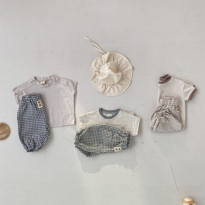 Koodykids 2022 Baby Girls Boys pantaloni estivi Toddler Girls Boys pantaloni scozzesi Casual Spring Boys Girls Pnats 6M-3T