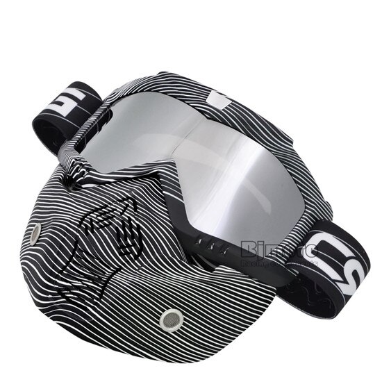 Máscara de casco facial Vintage, gafas desmontables para Motocross, Scooter, Jet, máscara, gafas de sol, esquí, Skate: Model 10