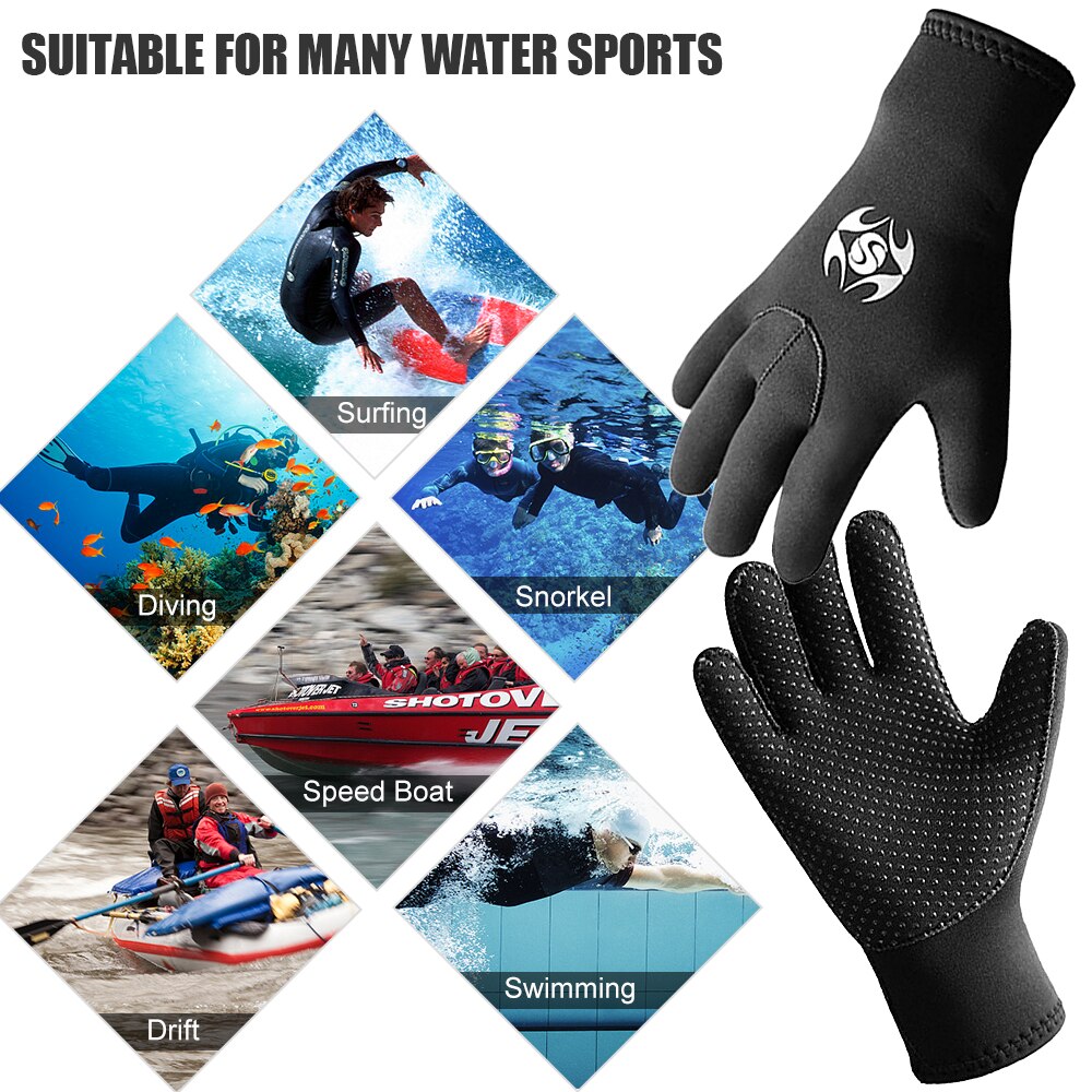 3mm Neoprene Five Finger Wetsuit Gloves Anti-slip Water Gloves for Diving Snorkeling Surfing Kayaking
