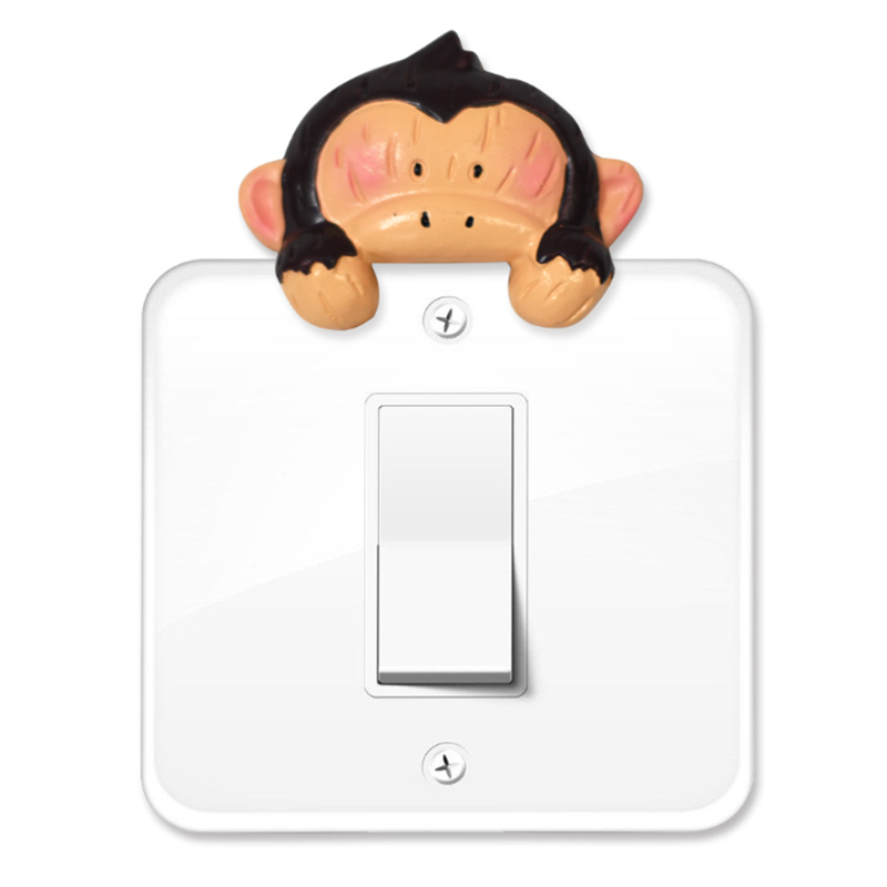 American Style Three-dimensional Animal Switch Stickers Cartoon Wall Stickers Bedroom Wall Socket Decorative Set