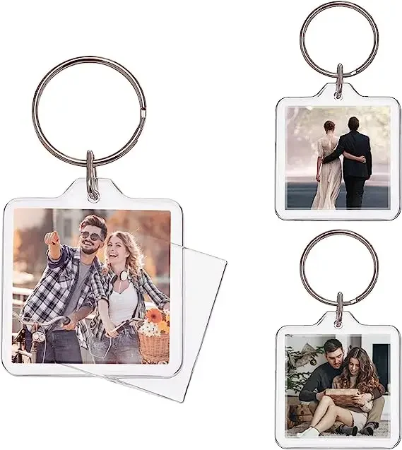 1-10 Uds DIY foto Keychian acrílico imagen insertar llavero cuadrado redondo personalizado llaveros divididos para de graduación de aniversario