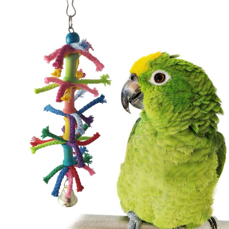 6 unids/set juguetes de columpio para pájaros y mascotas, juguetes de loros para masticar, Perches colgantes, campanas, pequeños periquitos, jaula para loros, morder, cuerda de escalada, juguete N1HA