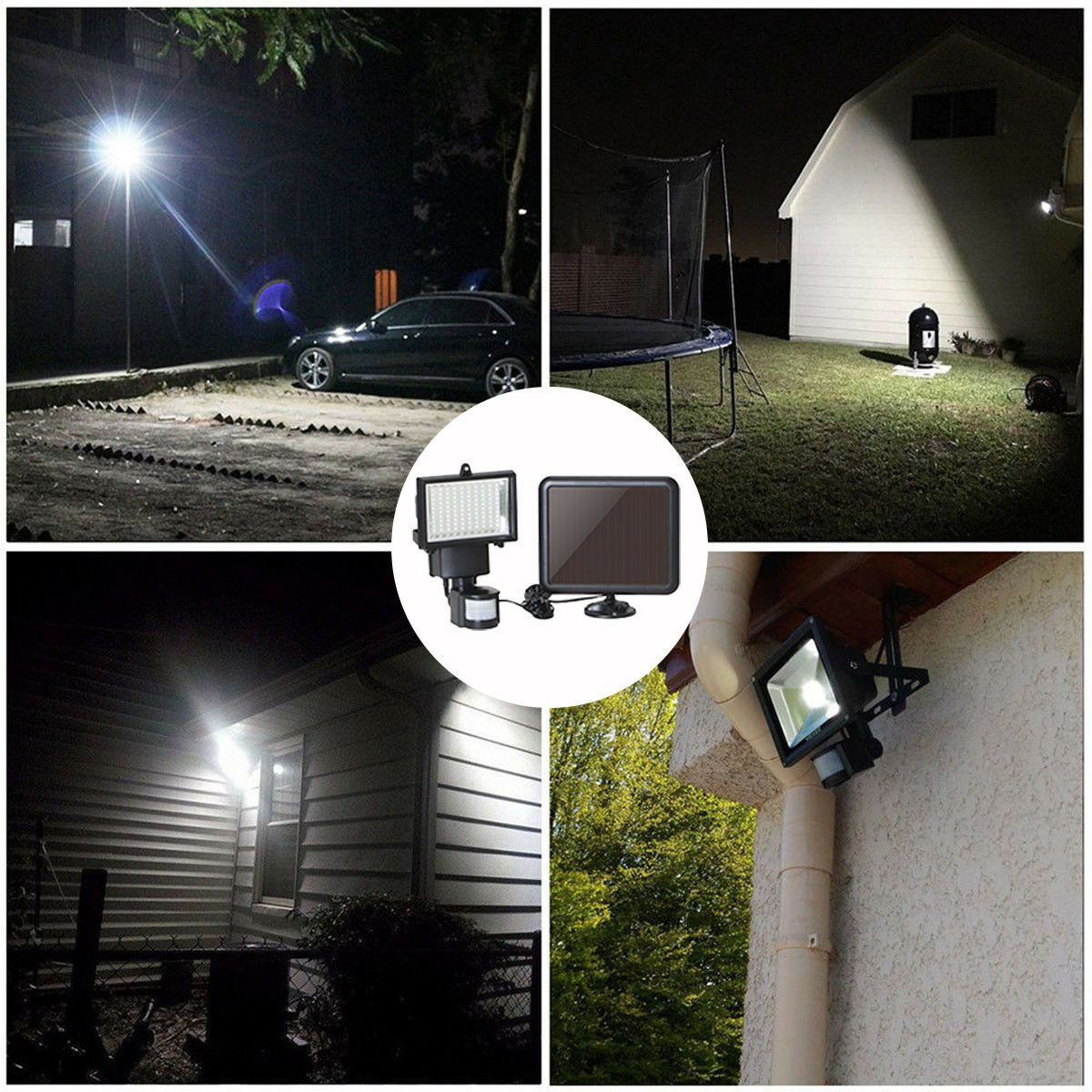 Outdoor Solar Power Motion Sensor Garden Floodlight 60 LED PIR Security Light