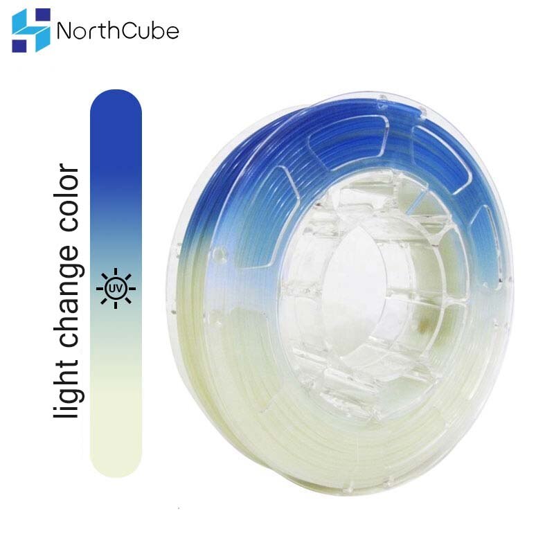 Northcube 3D Printer Filament, Uv Licht Veranderen Kleur Gloeidraad, pla Filament 1.75Mm +/- 0.05Mm, 1Kg (2.2LBS) Wit Naar Blauw
