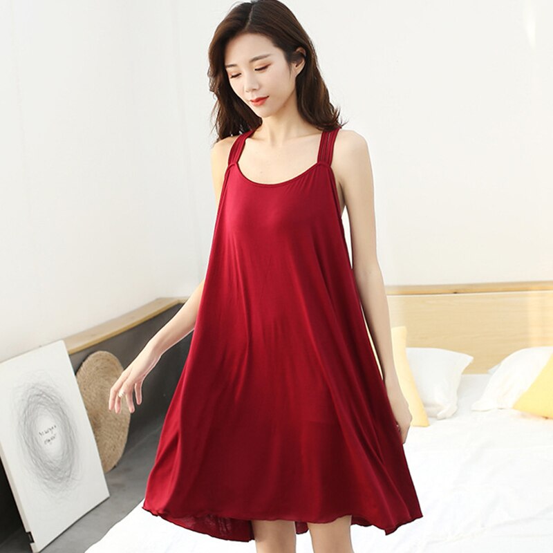 Sexy Nightdress Pajamas Petticoats Pregnant Women Large Size Dress Worn Outside Homewear With Breast Pad Cup Summer Dress