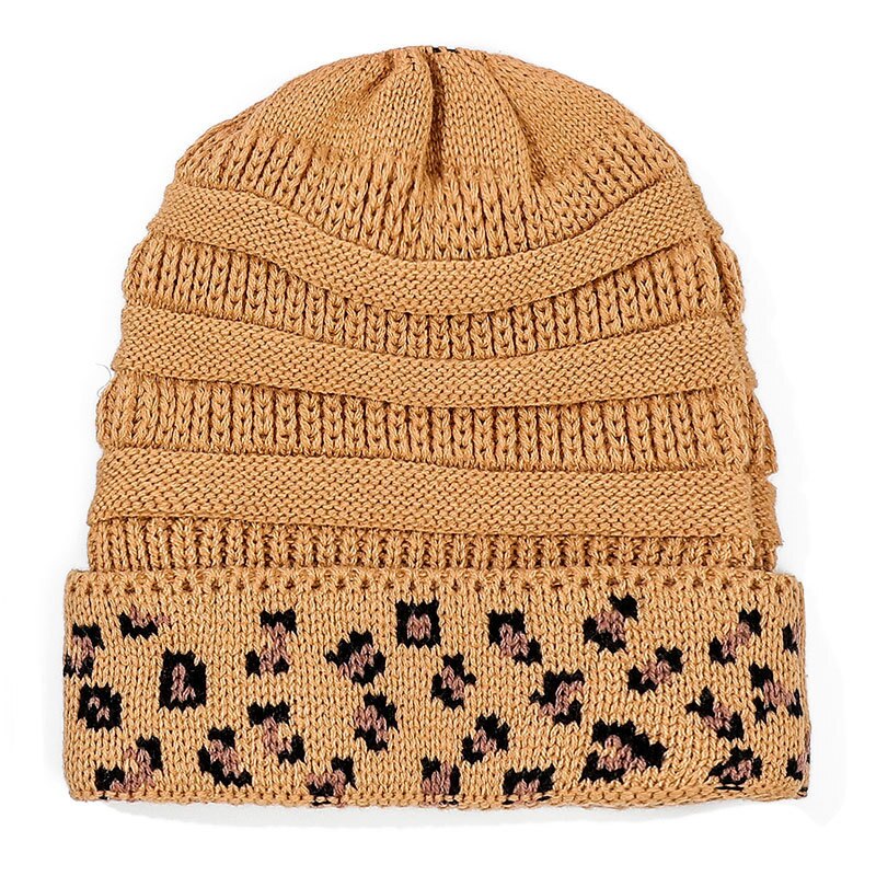 Vlechtbare muts winter gebreide mutsen winter dames muts dames meisje stretch gebreide muts met label paardenstaart muts met gaten warme mutsen mutsen: Gember