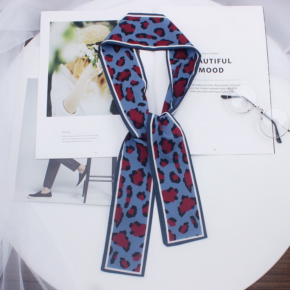Luksus mærke leopard print taske becoration silke tørklæde til kvinder foulard kvinder binde lille silke tørklæde halstørklæde: 2