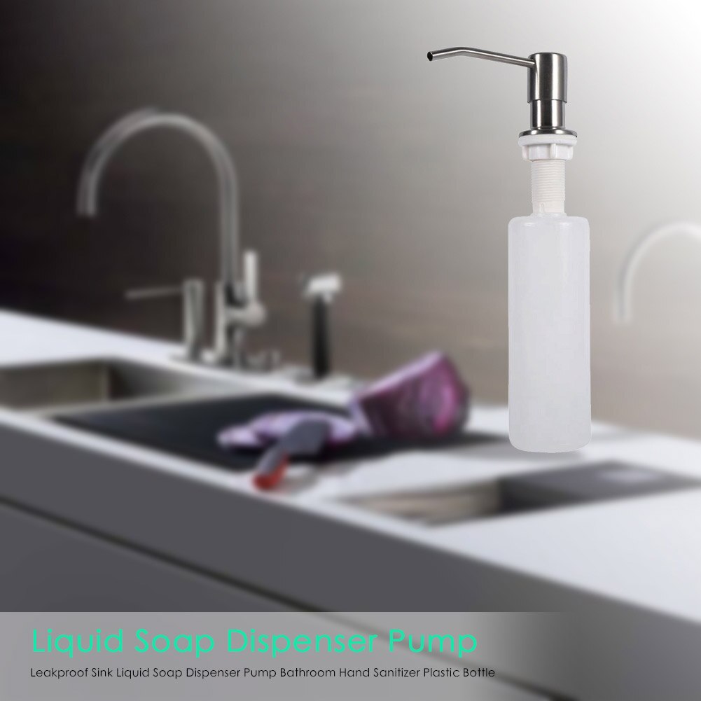 Dispensador de jabón líquido para fregadero, dispensador de jabón para fregadero de 300ml, dispensador de jabón de cocina de acero inoxidable, suministros para el hogar