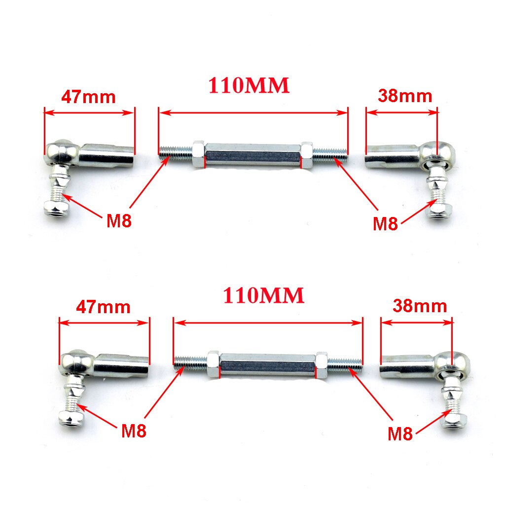2 pce 100MM-240MM M8 Steering Tie Rod kit Ball Joint For 2 Stroke Electric Mini Kids ATV Go Kart Buggy Scooter Parts: Pole length 110MM