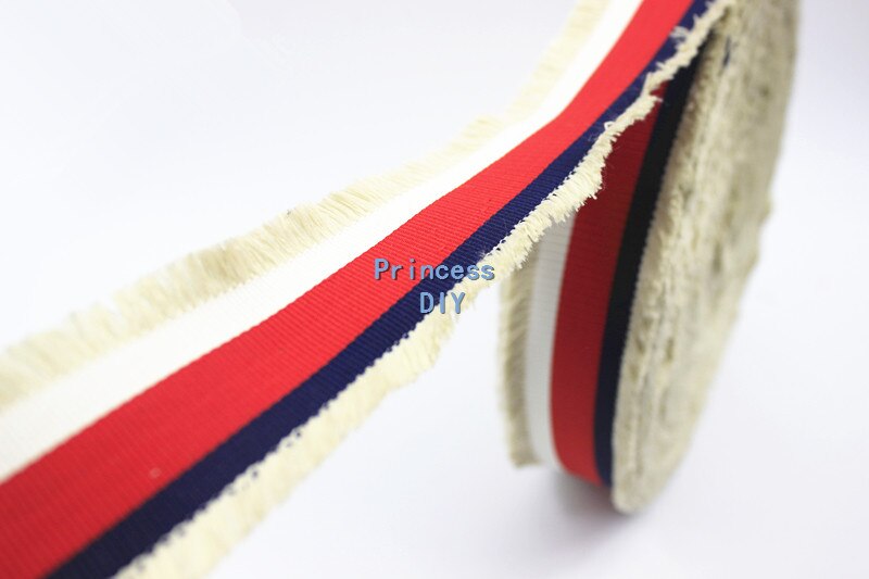 5 m/L 45mm Grosgrain Polyester Beige Streep Singels Blauw Rood Lint Tas Versierd Tape Trim DIY Hairbow broche Kledingstuk Accessoire