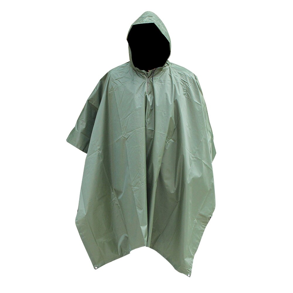 3 in 1 Raincoat Backpack Rain Cover Rain Coat Hood Hiking Cycling Rain Cover Poncho Waterproof Tent Outdoor Camping Tent Mat: Army Green