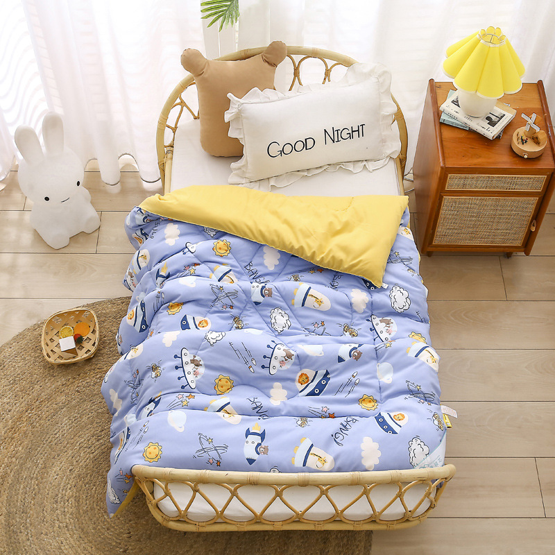 Baby Bed Quilt 120*150cm Toddler Bedding Sleeping Comfy Warm Blanket Kindergarten Boys Girl Cotton Blanket With Padding Core: Space party