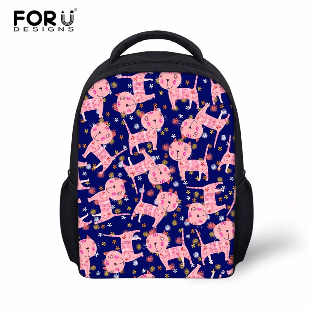 FORUDESIGNS Children Backpacks Kindergarten Daypack School Students Lovely Cat Printing Rucksack Kids Small Bagpack Mochila