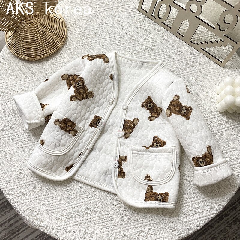 Teenmiro Kinderen Baby Baby Met Dikke Jas Herfst Winter Katoenen Kleding Pasgeboren Peuter Meisjes Warm Tops Baby Jongens Kleding: WHITE / 12m